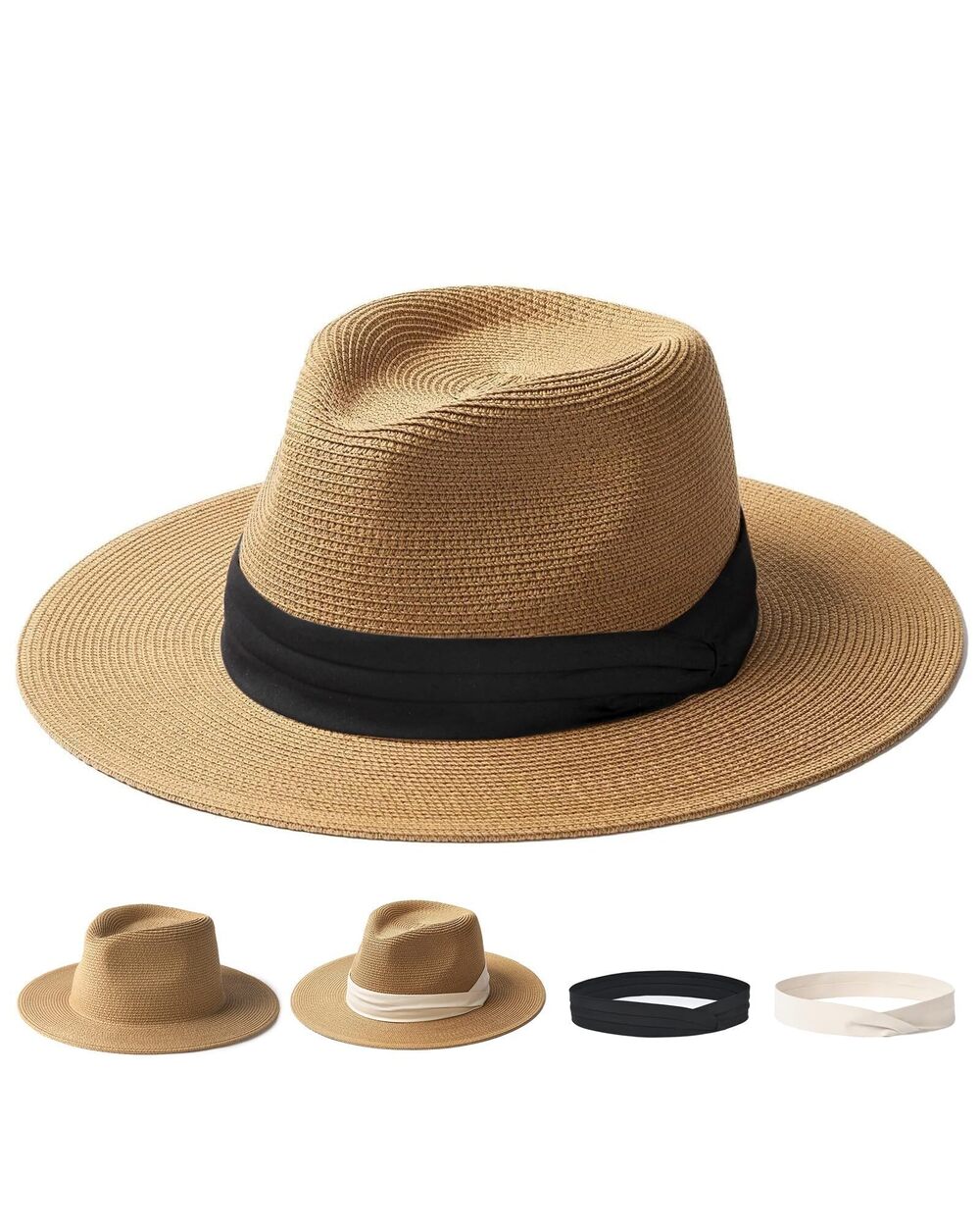 9147 Panama Hat Sun Hats Wide Brim Fedora Straw Beach Hat UV UPF 80+